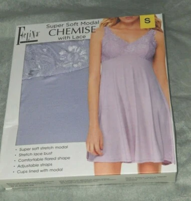Nuevo Lila FELINA Talla S Super Cómodo Micro Modal Chemise Ropa de Dormir con Encaje Foto 1 de 4