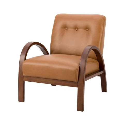 Karat Home Byblis Faux Leather Arm Chair w/Button-Tufted Back-Camel MSRP $299.00 Cover