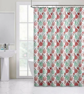 Cortinas de ducha de tela metálicas brillantes de Navidad Kate Aurora para vacaciones - Imagen 1 de 2