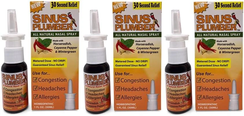 3 Pack - Sinus Plumber Pepper Nasal Spray For Allergies, Congestion & Headaches - Image 1 of 4