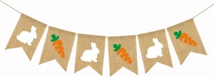 Burlap Rabbit Radish Garland Banners, Bunny Burlap for Easter Decorations Home O - Picture 1 of 12