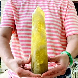 2.86LB  Natural Yellow Crystal obelisk Quartz Crystal energy column - Picture 1 of 12