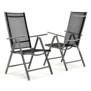 2er Set Klappstuhl Komfortbreite Gartenstuhl Klappstühle Hochlehner Alu schwarz - Bild 1 von 7
