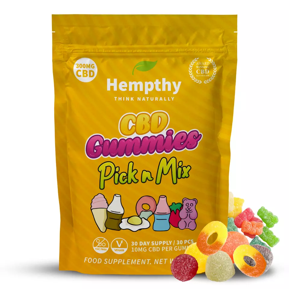 HEMPTHY CBD Gummies Edibles - Vegan Pick n Mix - 300mg - 30 Pack - 10mg per gummy.
