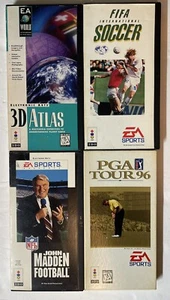 Panasonic 3DO 4 Game Lot! Electronic Arts 3D Atlas Madden NFL PGA FIFA NTSC CIB! - Picture 1 of 24