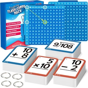 Math Flash Cards + Math Board, Multiplication Flash Card Times Table Chart, - Picture 1 of 4