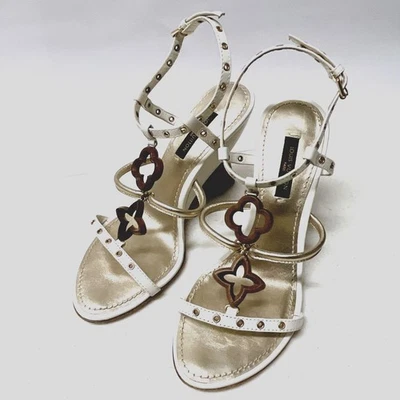 Sandalias LOUIS VUITTON Raras Correa Blanca Monograma Tacón Talla 22.5cm EE. UU. 5.5 Foto 1 de 4