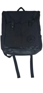 Mercedes Benz Black Canvas Leather Laptop Backpack Black with Logo - Picture 1 of 8