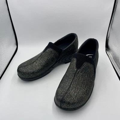 Klogs Black Leather Gold Specs Slip On Clogs Women's Size 7 - Image 1 of 4