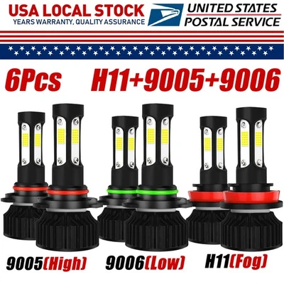 For 2006-2012 Toyota RAV4, 6x 6000K LED Headlight High+Low+Fog Light Bulbs Combo - Imagem 1 de 4