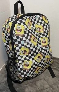 2023 SpongeBob Squarepants Black & White Checkered Backpack Kids Or Adults 18" - Picture 1 of 10