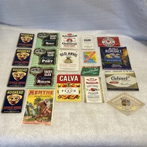 Lot Of 19 Vintage Alcohol Labels Bourbon Whiskey, Wine, Rum - Picture 1 of 15