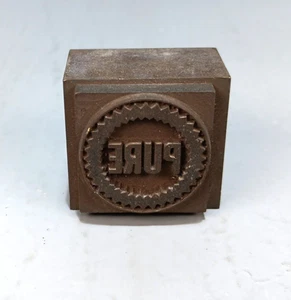 Vintage Advertising Brass Printing Block PURE 1.25" x 1.25" - Picture 1 of 1