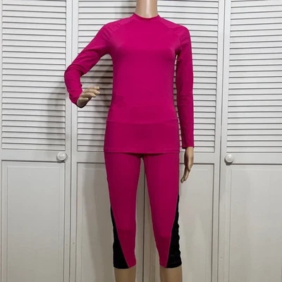 NUEVO CON ETIQUETAS Cosabella Fucsia y Negro Ropa Activa Triatlón Conjunto Atlético Mediano Foto 1 de 4