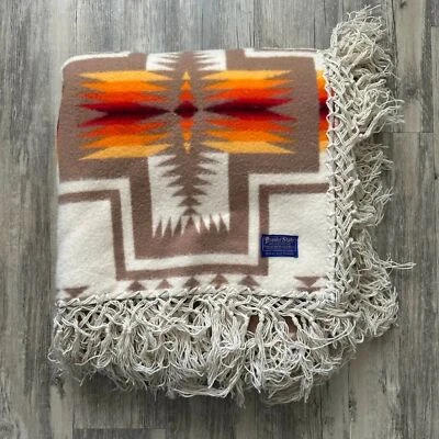 Vintage Pendleton Beaver State Blanket Chief Joseph Harding Navajo Fringe - Image 1 of 3