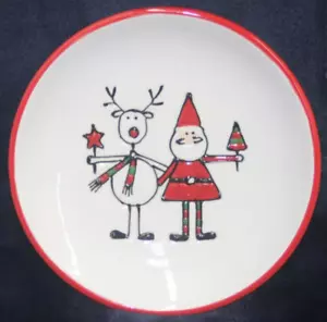 Holiday Hoopla Rudolph Red Nose Reindeer Santa Christmas 6.5 in Cookie Plate - Picture 1 of 2