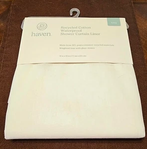 Haven Long 70 Inch x 84 Inch Ivory Recycled Cotton Shower Curtain Brand New - Picture 1 of 10