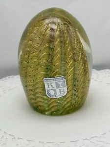 Vintage Murano Barovier & Tosa Paperweight Glass Egg MCM Gold Aventurine Sticker - Picture 1 of 22
