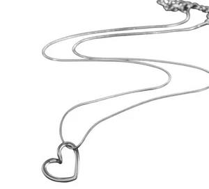 Unique Vintage Style Silver Plated Heart 17 Inch Necklace Charm ๐ - Picture 1 of 7