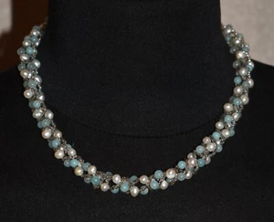 Aquamarine and Seed Pearl Matching Necklace & Bracelet - Picture 1 of 5