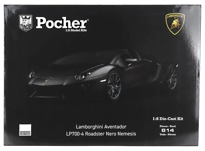KIT MODELLINO AUTO STATICO LAMBORGHINI AVENTADOR LP700-4 ROADSTER 2013 NERO 1/8 - Immagine 1 di 4