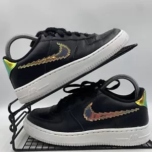 Nike Air Force 1 Low Schwarz Weiß Turnschuhe Größe UK 5 Damen Leder Swoosh Multi - Bild 1 von 8