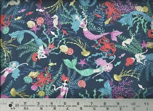 Studio E ~ Mermaids Fish Under Sea Shells Blue ~ 100% Cotton Quilt Fabric BTY - Picture 1 of 1
