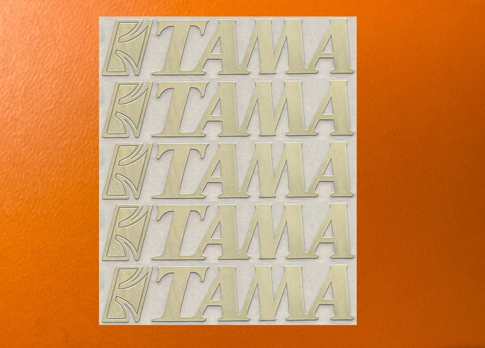 5 pcs Sticker for Tama Drums Golden Color Mirror Logo Decal Badge 2" Wide