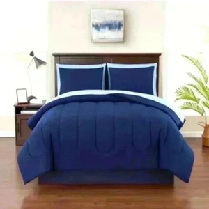 Mainstays Navy 7 Piece Bed in a Bag Polyester Microfiber Comforter Set Twin - Picture 1 of 1