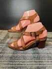 Frye Women's Size 6.5M Brown Leather Open Toe Criss Cross Block Heel Sandals/#P/