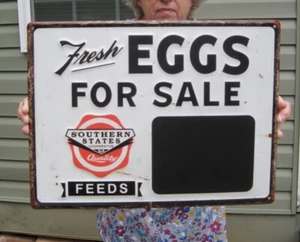 Southern States Cooperative Feeds FRESH EGGS FOR SALE Chalkboard Metal Sign - Picture 1 of 3