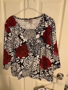 DAMEN CHICO'S Rundhals SHIRT CHICO'S GR. 3 rot/schwarz/weiß - Bild 1 von 3