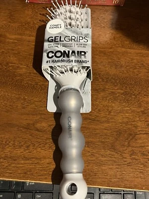 Conair Gel Grips Vented Hair Brush Ball Tip Bristles Gray - NEW - Image 1 of 3