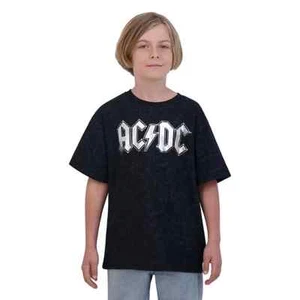 AC⚡️DC Retro Band T-Shirt, Black with Silver Letters, Short Sleeve - NEW - Picture 1 of 3