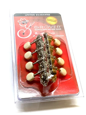 Grover Nickel/White Button "A" Style Mandolin Tuners/Machines/Tuning Pegs 409NW - Image 1 of 2