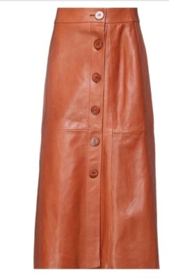 New Skirt 100% Original Lambskin Brown Leather Women Hollywood Party Style 292 - Image 1 of 4