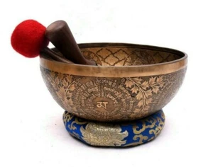 12 Inch Meditation Buddha Singing Bowl -  Tibetan Mantra Carving - Sound Therapy - Picture 1 of 4