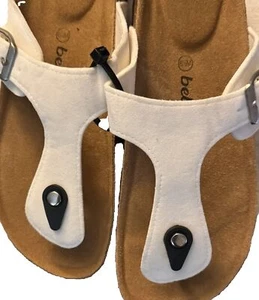 Comparable to b!rkenstock. White Leather Slip-On. W6.5 (fits Like a 7) - Picture 1 of 5