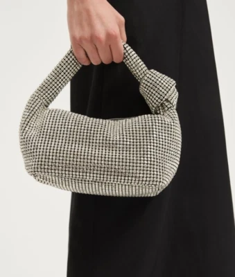 Bolso sin asas de noche con estrás elegante brillante plateado heredera malla de cristal bolso de fiesta Foto 1 de 4