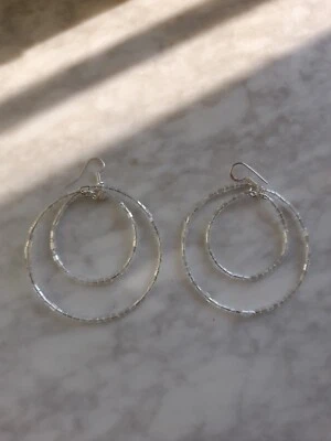 orecchini a doppio cerchio e collana in vetri swarosky a  più fili - Immagine 1 di 4