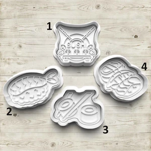 Sushi Japanese Japan Nigiri Sashimi Cookie Cutter and Embosser Stamp Fondant Set - Picture 1 of 1