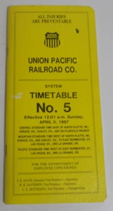 Union Pacific Railroad timetable #5 April 5, 1987 - Picture 1 of 1