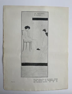 "Aubrey Beardsley Les Revenants de Music Plate 63 Vintage Estampado ""The Studio" - Imagen 1 de 6