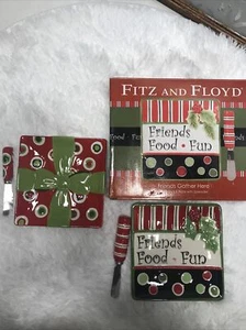 Fitz and Floyd friends gather here snack plate with spreader times two - Picture 1 of 8