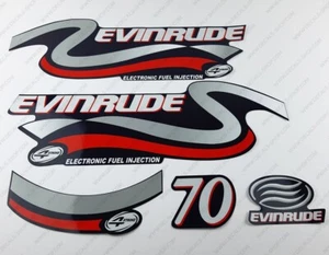 Evinrude 70 Hp Four Stroke Blue Cowling outboard engine decals sticker set 70HP - Picture 1 of 5