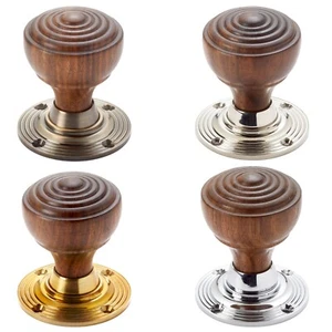 Rosewood Ringed Wood Rim Mortice Door Knobs Knob Pair Set Quality - Picture 1 of 9