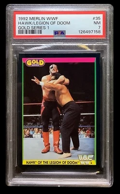 1992 merlin wwf #35 legion of doom; road warriors gold series PSA 7  (POP 2, 0^) - Image 1 of 3