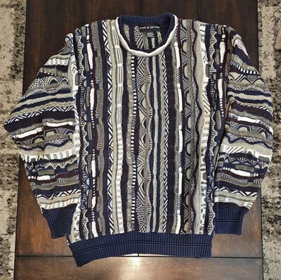 Vintage Croft & Barrow Chunky 3D Knit Sweater Size Large Hip Hop Coogi Textured - Image 1 of 4