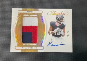 2024 FLAWLESS NICO COLLINS ON CARD 3 COLOR PATCH AUTO AUTOGRAPH /25 - Picture 1 of 2