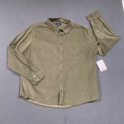 Camisa Para Hombres Manga Larga Pana Abotonada Verde Oliva 2XL Otoño Invierno Foto 1 de 4